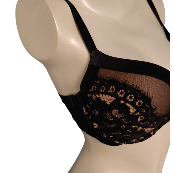 Victoria’s Secret Very Sexy Push Up Bra 32DD Black Lace Satin Limited Edition - Picture 7 of 16